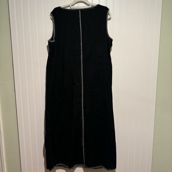 J Jill Pure Jill Black Sleeveless Maxi Dress Cotton Beige Stitching Size XL - Picture 6 of 6